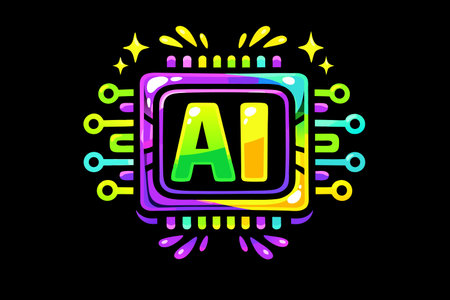 AI  with microchip and processor. Artificial intelligence concept. Vector illustration.