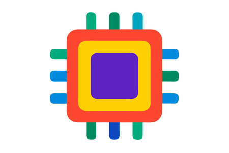 Central processing unit with microchips flat icon, vector graphics, a colorful solid pattern on a...
