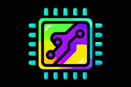 CPU chip vector icon. Microprocessor, microchip, microcircuit, processor, chip.