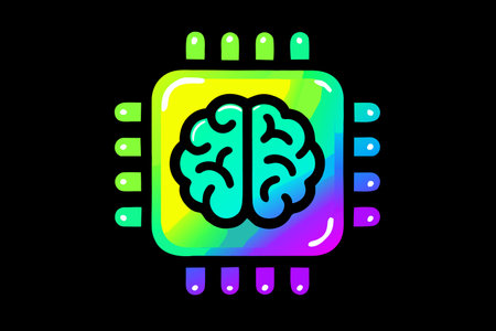Artificial intelligence icon. Vector illustration of a human brain in a processor.