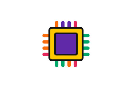 CPU icon design, Digital technology communication social media internet web and wireless theme...