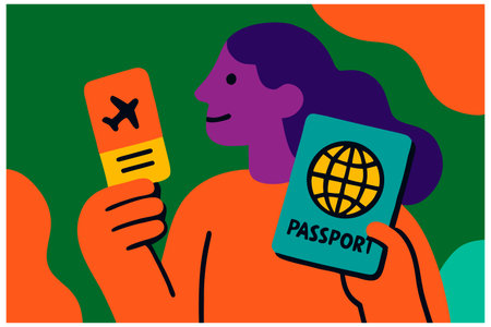 Passport with air ticket. Vector illustration in flat cartoon style.