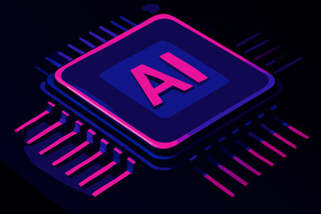 Artificial intelligence concept. CPU processor with letter AI. Vector illustration.