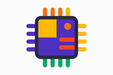 Microprocessor chip flat icon, vector graphics, a colorful solid pattern on a white background, eps...
