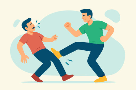 Two men fighting with each other. Vector illustration in flat style.