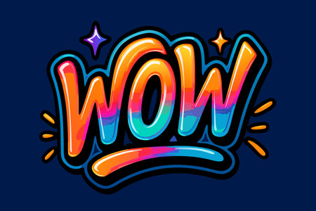 Wow comic text pop art style vector illustration. Isolated on blue background.のイラスト素材