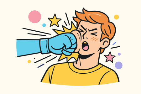 Young man suffering from headache. Vector illustration in cartoon comic style.のイラスト素材