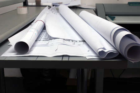 architecture plans on dysplayの写真素材