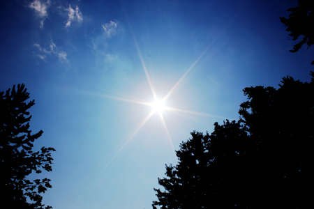 blue sky with sunの写真素材