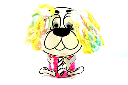 Dog knitting woolの写真素材