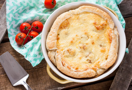 rustic pie with cauliflower, zucchini and cheese