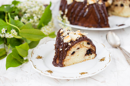 homemade yogurt cake with chocolate frosting