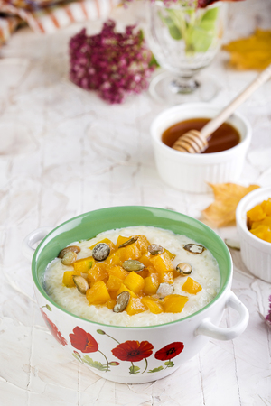 rice porridge with pumpkinの写真素材