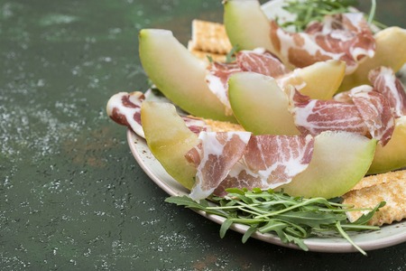 Prosciutto with fresh melonの写真素材