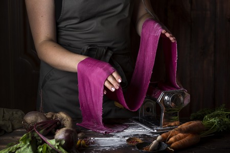 homemade pasta handmade in the cooking processの写真素材