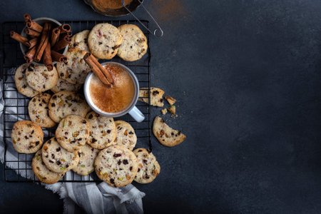 homemade Cookies with pistachios, cherry and butter