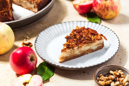 homemade apple pie in the style of clafoutisの写真素材