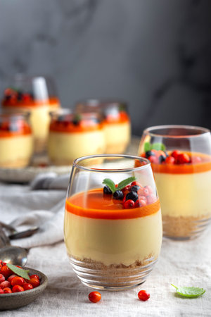 no-bake mango cheesecake with sea buckthorn jelly