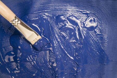 A beautiful blue paint texture on wall, backgroundの写真素材