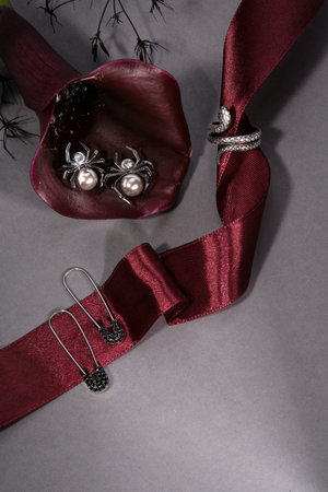 Elegant jewelry set. Jewelery set with gemstones. jewelry accessories collage. product still life...