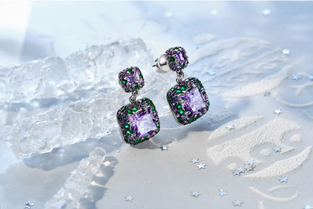 Elegant jewelry set. Jewelery set with gemstones. jewelry accessories collage. product still life...