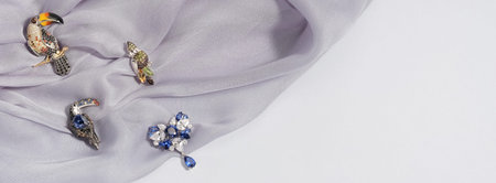 Elegant jewelry set. Jewelery set with gemstones. jewelry accessories collage. product still life concept. Ring, necklace and earrings.の写真素材