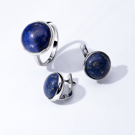 Elegant jewelry set. Jewelery set with gemstones. jewelry accessories collage. product still life concept. Ring, necklace and earrings.の写真素材