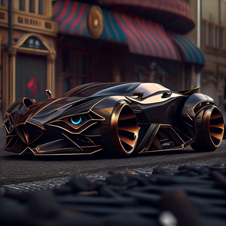 The image in front of the sports car scene