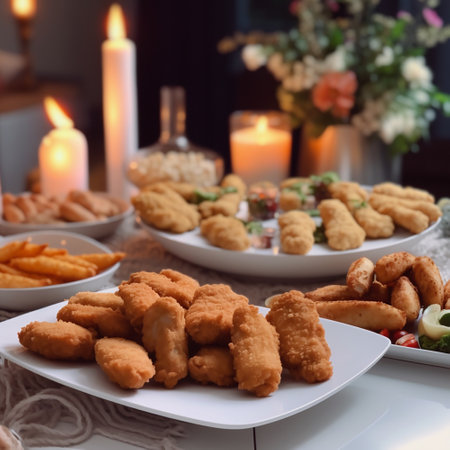 Hot and spicy bbq chicken on the plate. a dark background.の写真素材
