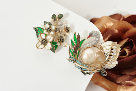Elegant jewelry set. Jewelery set with gemstones. jewelry accessories collage. product still life...