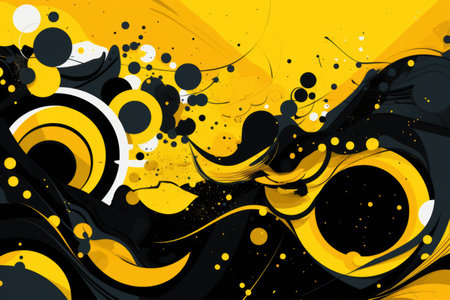 This is a striking design that incorporates yellow and black shapes and lines, perfectly suited for modern aestheticsの写真素材