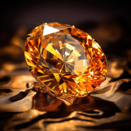Explore the stunning brilliance of this exquisite orange gemstone that showcases remarkable precision cuttingの写真素材