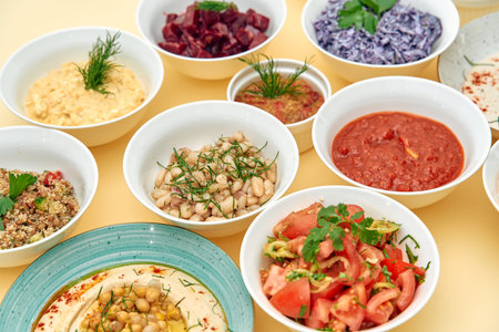 A Colorful Array of Nutritious Dishes Showcasing Fresh Ingredients and Vibrant Flavors for a Healthy...