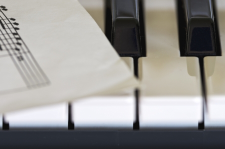 PORTION OF A MUSICAL SCORE ON THE KEYS OF A PLAYER-PIANOの写真素材