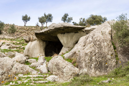 rock caves in the territory of Petilia Policastro in Calabriaの写真素材