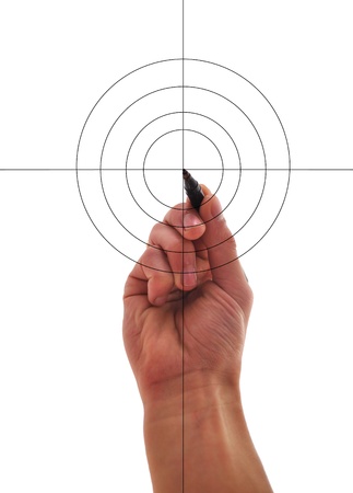 human hand draw arrows, a lot of options to arrive a goal の写真素材