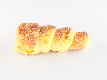 Bread stuffed with meat, Pineapple on a white background 