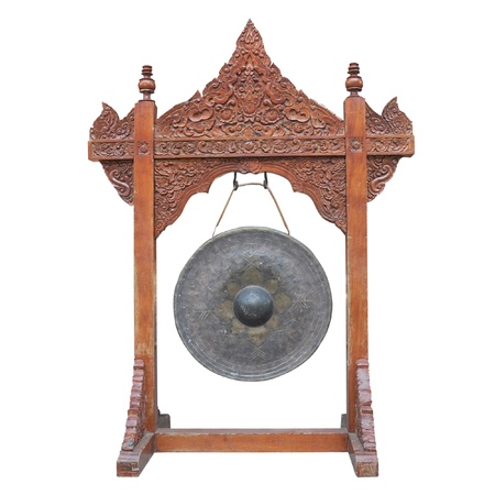 Gong a white background の写真素材