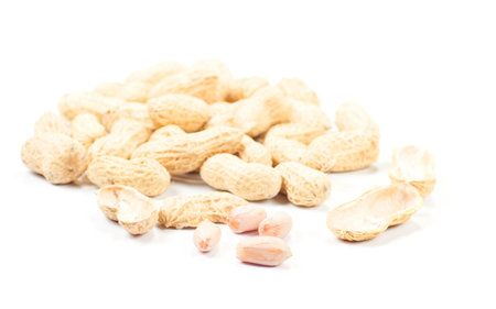 Peanuts on a white background 