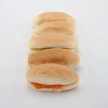 Bread, cream filling isolated on a white background の写真素材