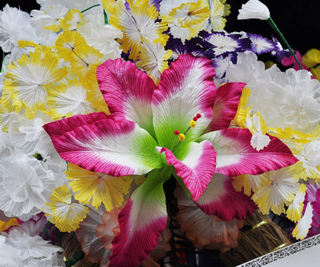 Paper flower seamless background pattern の写真素材