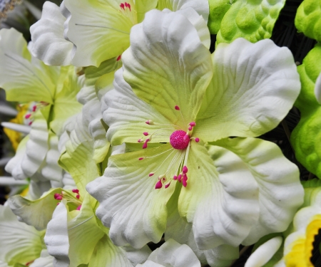 yellow white paper flowers seamless background patternの写真素材