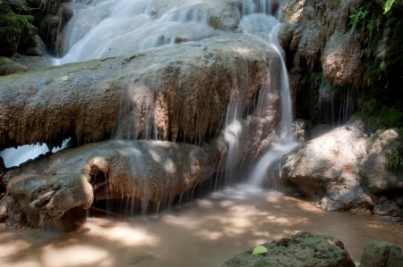 small waterfall in the forest Lampang, thailandの写真素材