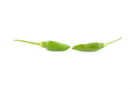 Green peppers, hot pepper isolated on white background.の写真素材