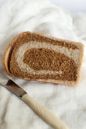 Homemade sourdough bread on a two-toneの写真素材