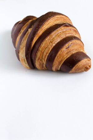 Two-tone French croissant - chocolate and white layersの写真素材