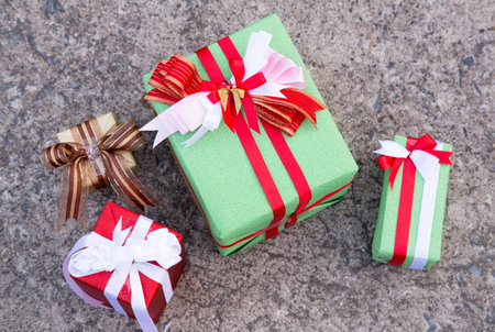Gifts on the wooden table