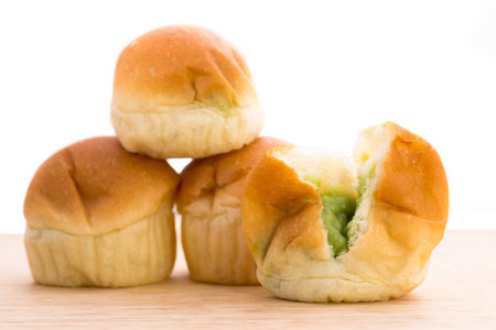 Mini bread custrad on white background.