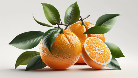 Healthy fresh orange fruit images white background AI Generated imageの素材