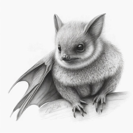 Pencil shading sketch artwork bat animal drawing AI Generated imageの素材